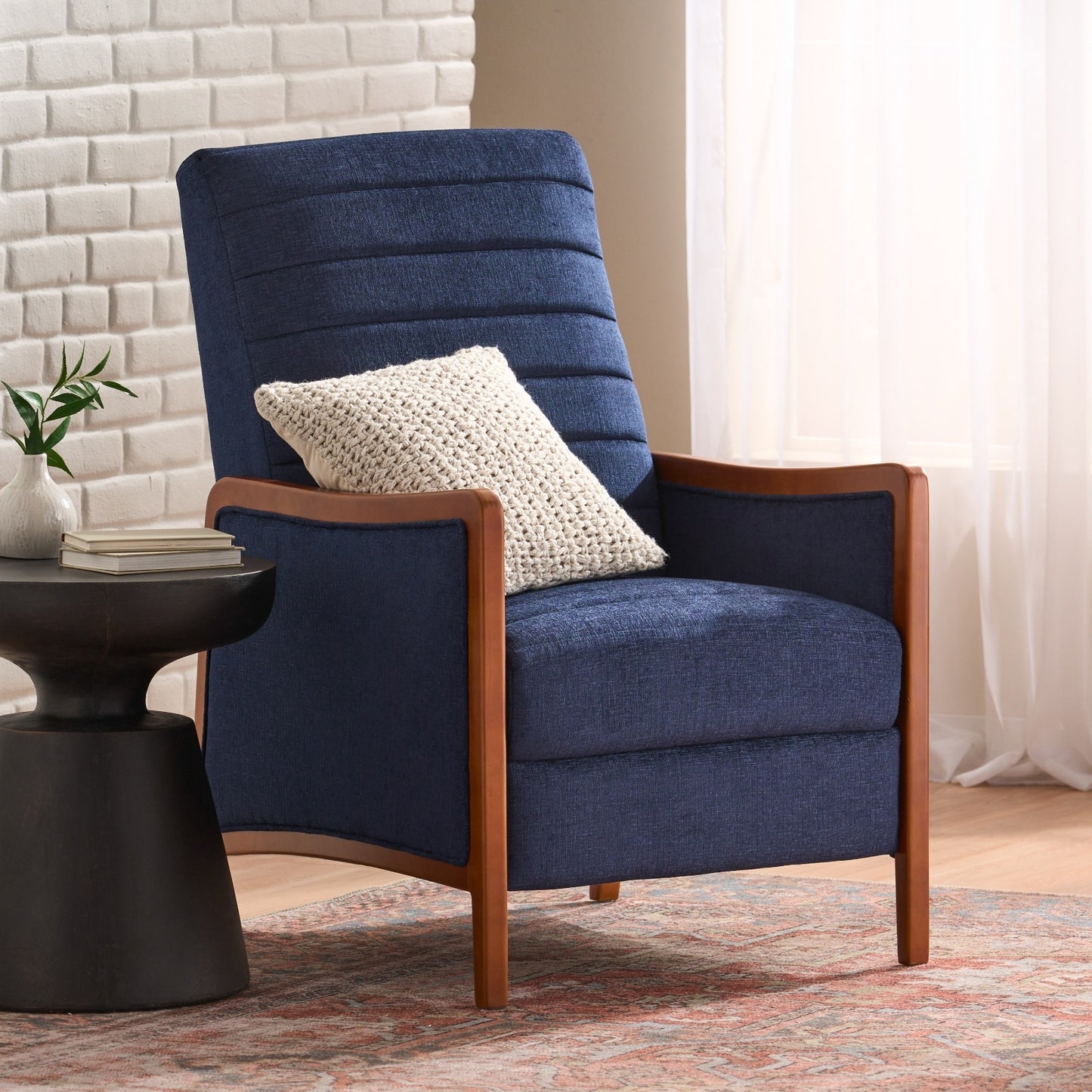 Caspian Blue Premium Wood Pushback Recliner