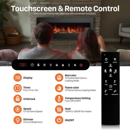 5100 BTU of heat Electric Fireplace Heater With Remote Control