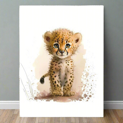 Baby Cheetah, Nursery Animal Watercolor Prints – Cute Kids Wall Art