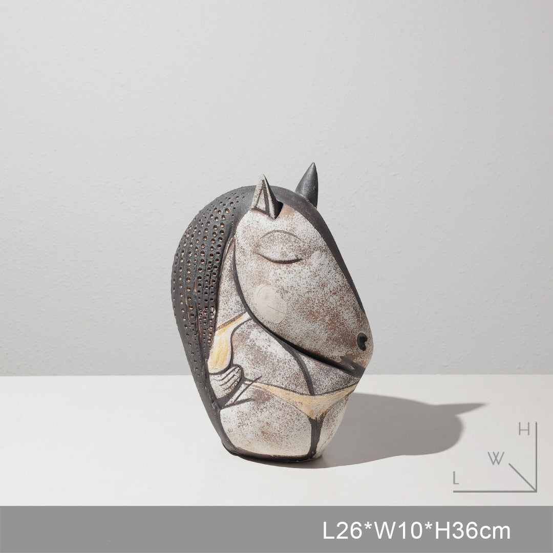 Mare & Foal | Hand-Drawn Horse Head Sculpture – Artistic Decorative Ornament