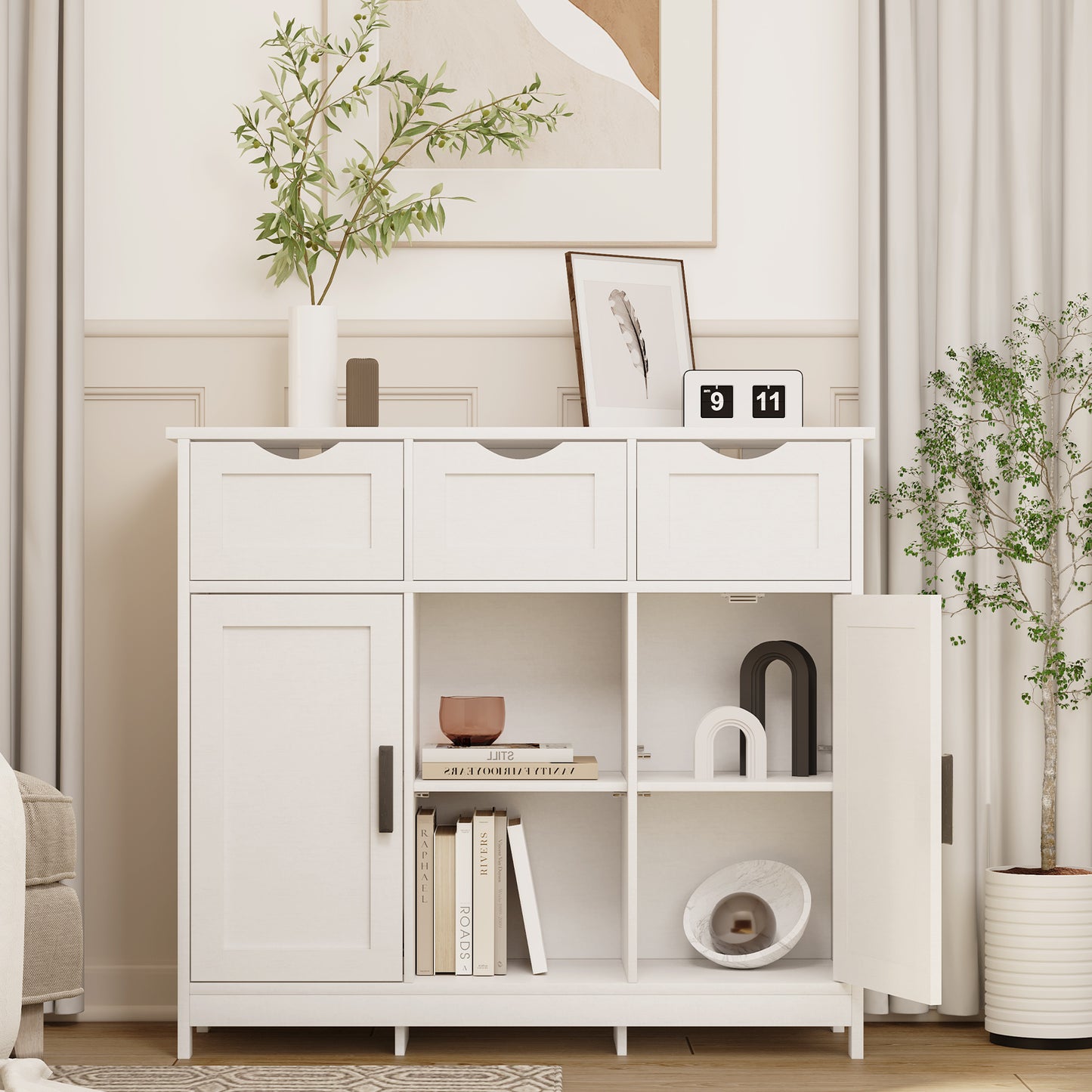 The Bishop | White Storage Cabinet – Minimalist Organizer for Any Room