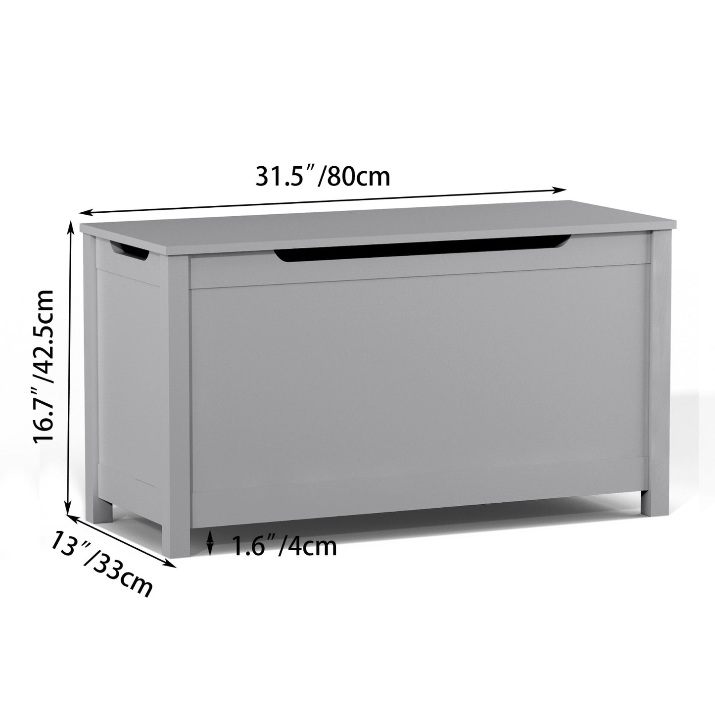 Kids Wooden Toy Box Storage With Safety Hinged Lid For Ages 3Gray