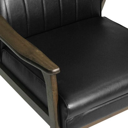The Loxley | Mid-Century Modern Accent Chair – Matte Black Faux Leather Upholstery
