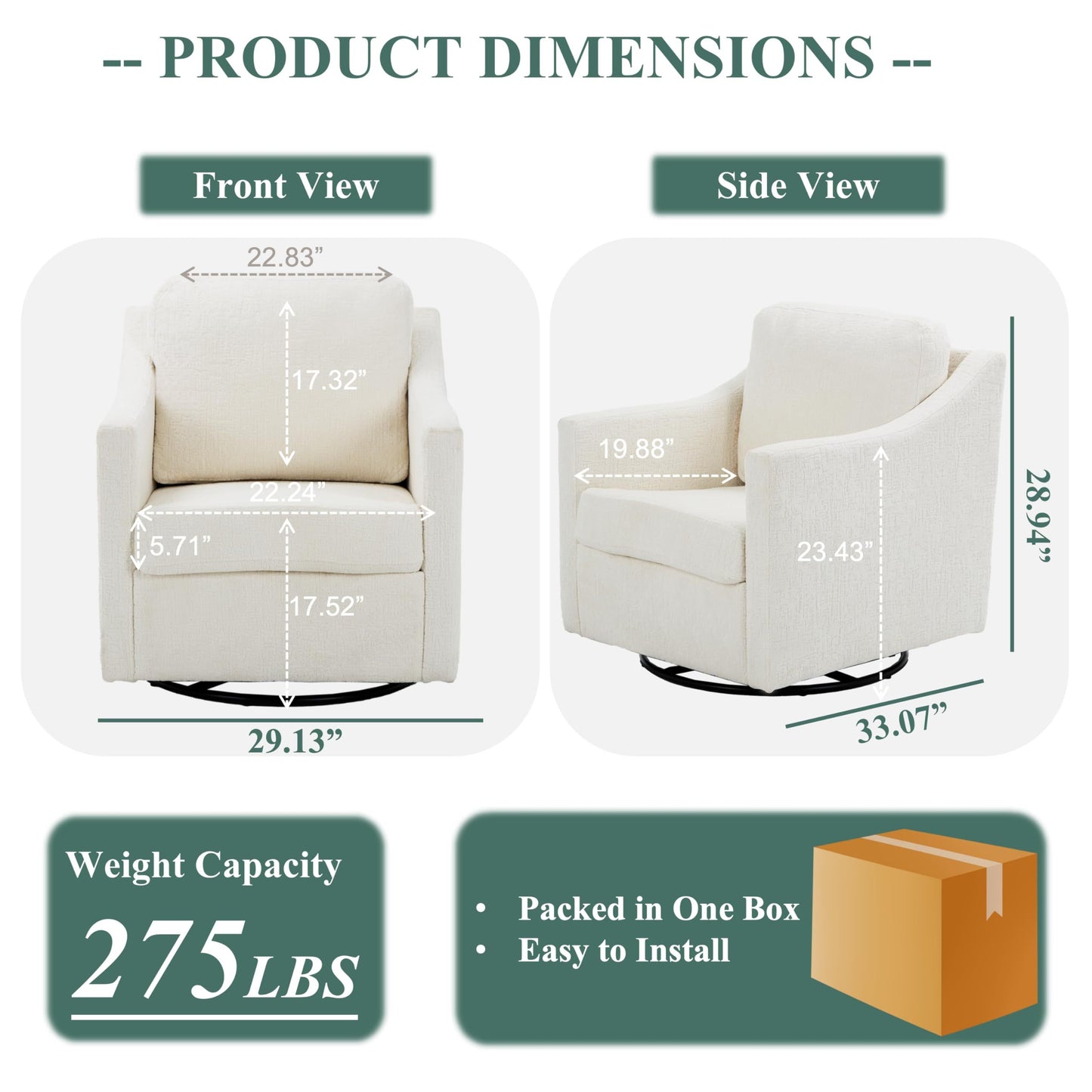 The Atticus | Cream Rotating Accent Chair – Modern Swivel Design