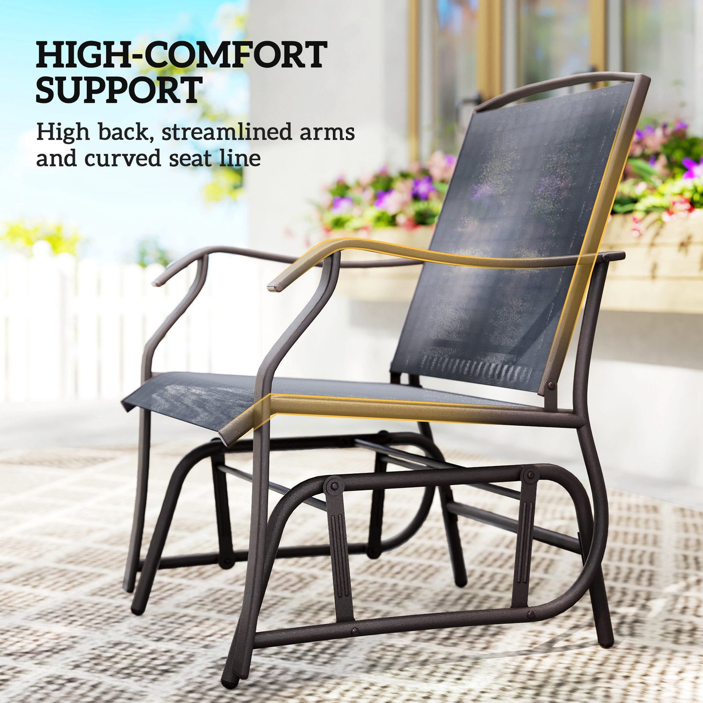 3-Piece Outdoor Glider Set – Patio Chairs with Coffee Table (Gray)