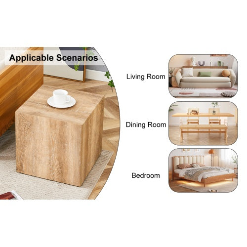 Elevate Your Living Space With This Square Modern MDF Coffee Table That Showcases Smooth, Light Wood Color Texture Patterns. It Is Characterized By Stylish Design.15.7x15.7x15.7