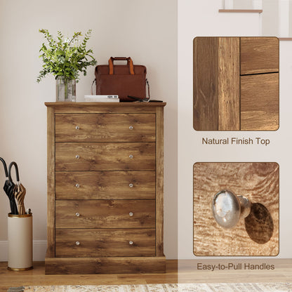 The June | Farmhouse Chest of Drawers – Wide 5-Drawer Bedroom Dresser