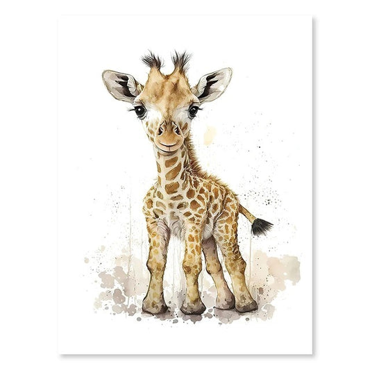 Giraffe, Nursery Animal Watercolor Prints – Cute Kids Wall Art