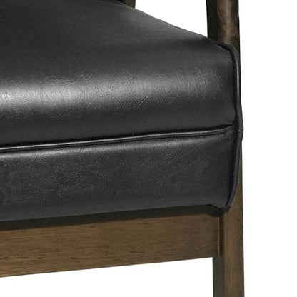 The Loxley | Mid-Century Modern Accent Chair – Matte Black Faux Leather Upholstery