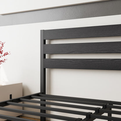 Queen Size Platform Bed Frame With Wooden Headboard, Under Bed Storage, Non-Slip, Noise Free, Easy Assembly, Black