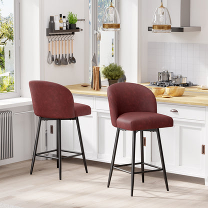 Boone Soft Faux Leather Bar Stool Set of 2