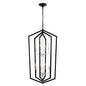 8-Light Farmhouse Kitchen Chandeliers, Matte Black And Sliver Vintage Rustic Cage Light Fixture Adjustable Height Chandeliers For Dining Room Hallway Foyer Entryway E12 Bulbs Not Included