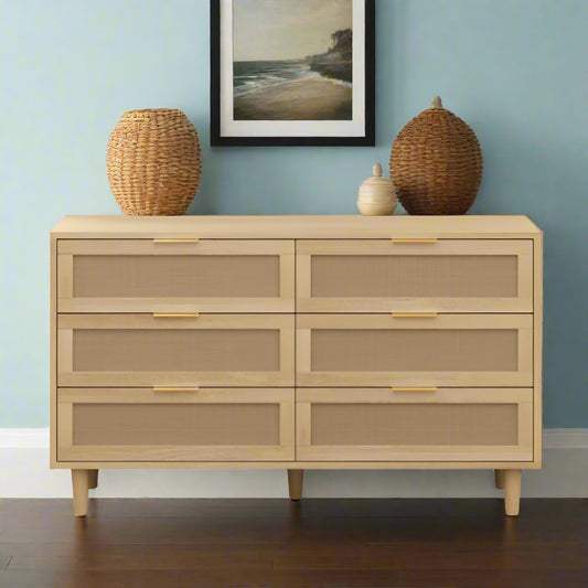 Rattan 6 Drawer Dresser
