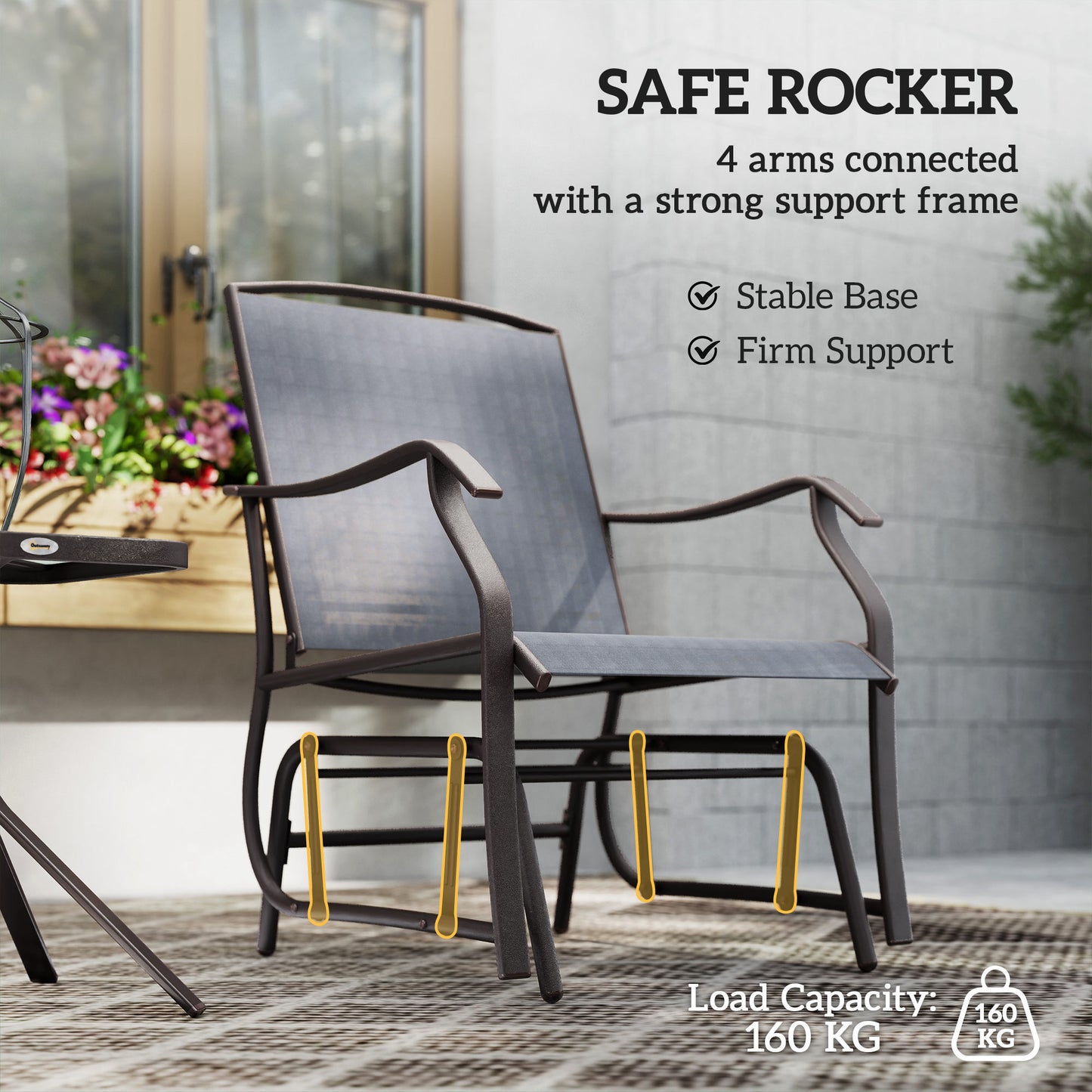 3-Piece Outdoor Glider Set – Patio Chairs with Coffee Table (Gray)