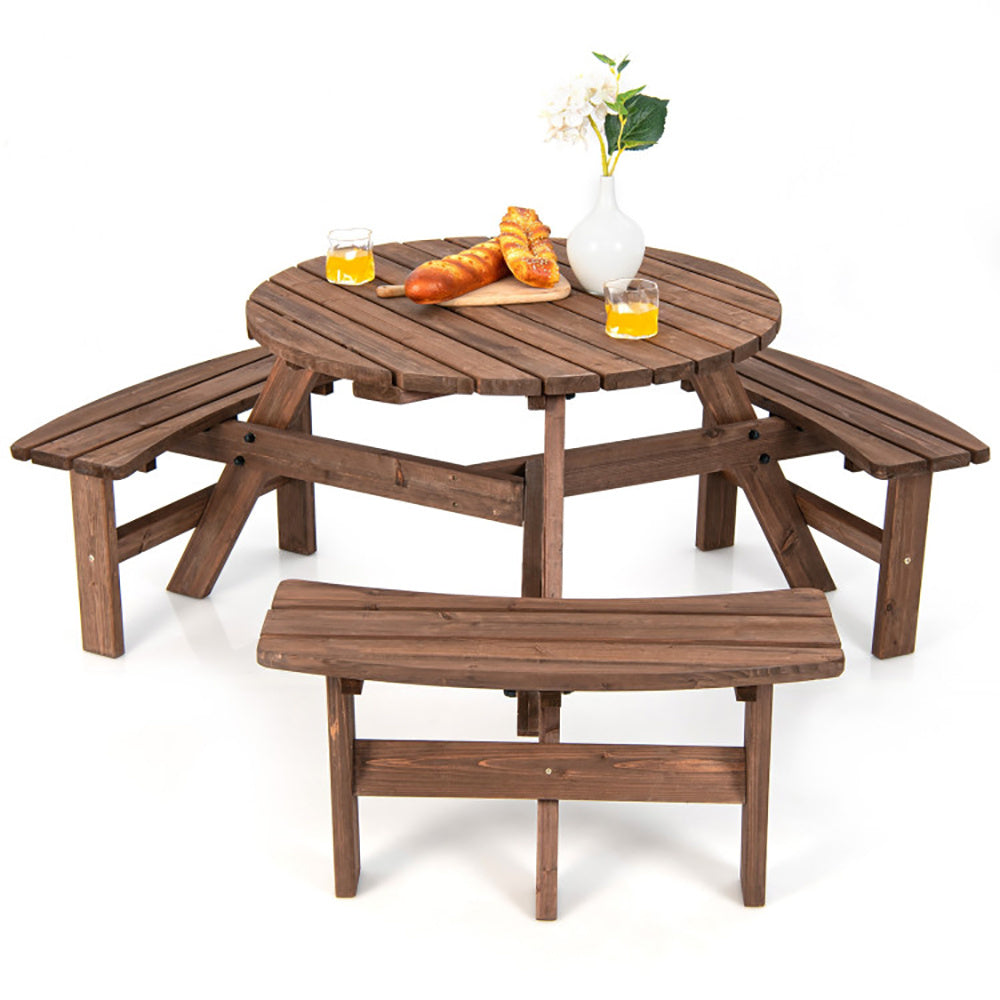 Sienna | 6-Person Wooden Picnic Table Set – Outdoor Bench with Umbrella Hole