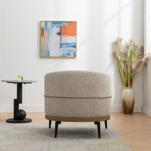 Dorian Golden Olive Two-tone Barrel Fabric Chair