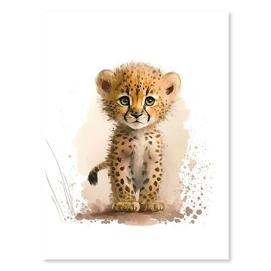 Baby Cheetah, Nursery Animal Watercolor Prints – Cute Kids Wall Art