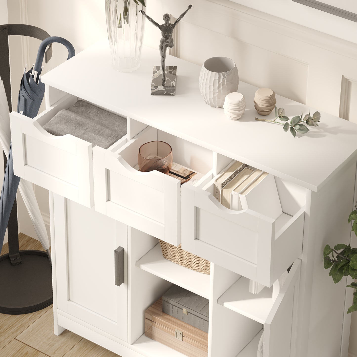 The Bishop | White Storage Cabinet – Minimalist Organizer for Any Room