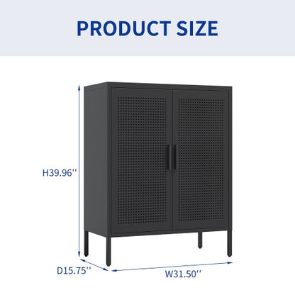 The Gareth | Metal Storage Cabinet – Two Doors with Adjustable Shelves (No Lock)