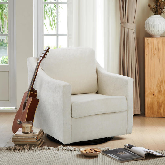 The Atticus | Cream Rotating Accent Chair – Modern Swivel Design