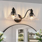 20 Inch 2-Light Vintage Bathroom Wall Sconce - Elegant Black Metal And Glass Lampshade Vanity Light Fixture For Bathroom, Hallway, Or Bedroom Bulb Not Included